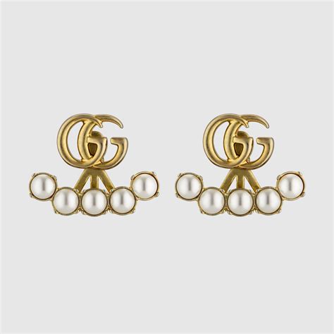 gucci g earrings pearl|gucci multi stone earrings.